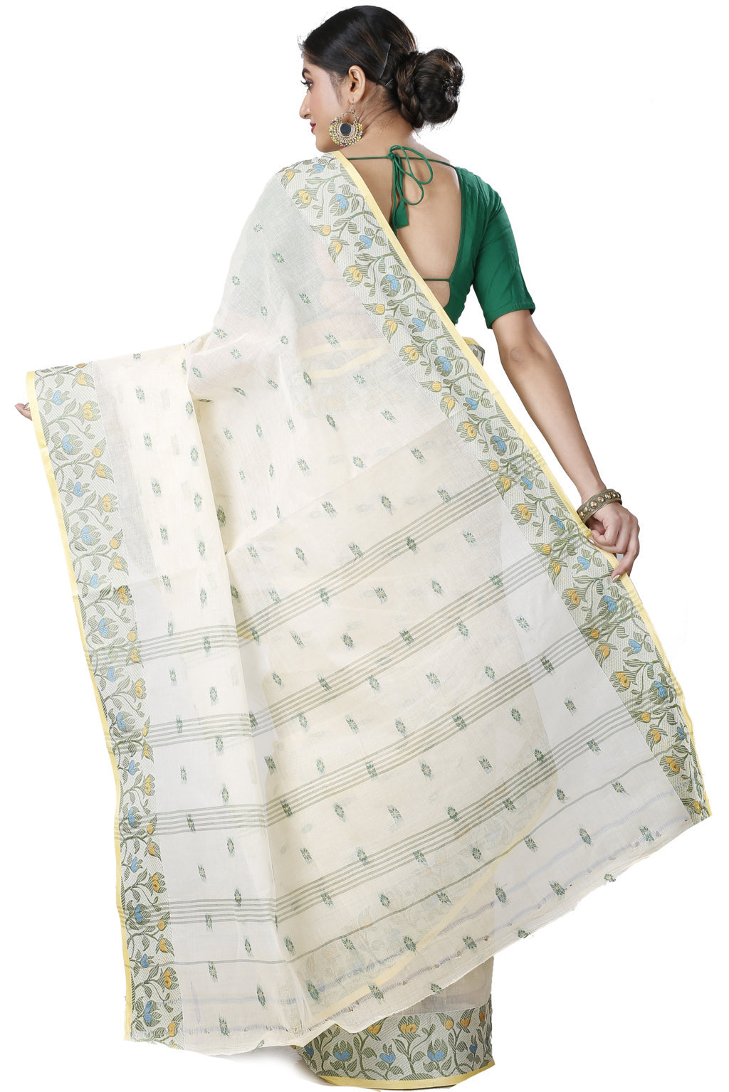 White Pure Cotton Gopika Tant Saree (1056)
